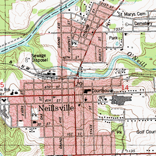 Topographic Map of Fountain Park, WI