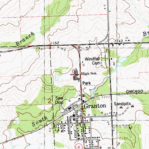 Topographic Map of Granton High School, WI