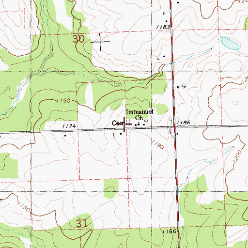Topographic Map of Immanuel Lutheran Cemetery, WI