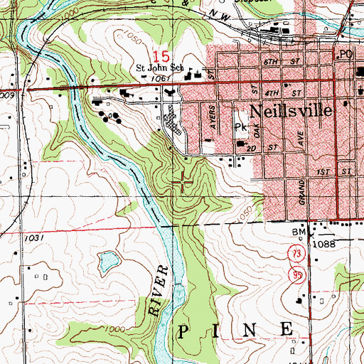 Topographic Map of Listeman Arboretum, WI