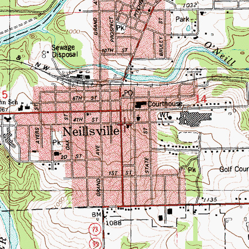 Topographic Map of Living Hope Evangelical Church, WI