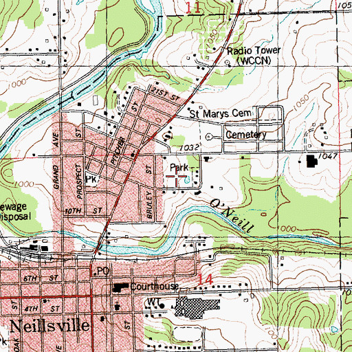 Topographic Map of Marguerite Listeman Park, WI