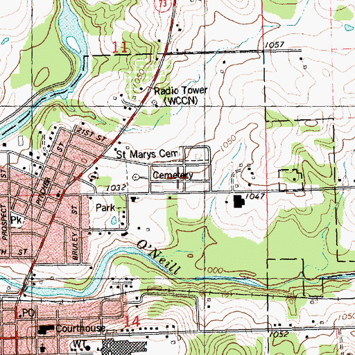 Topographic Map of Neillsville City Cemetery, WI