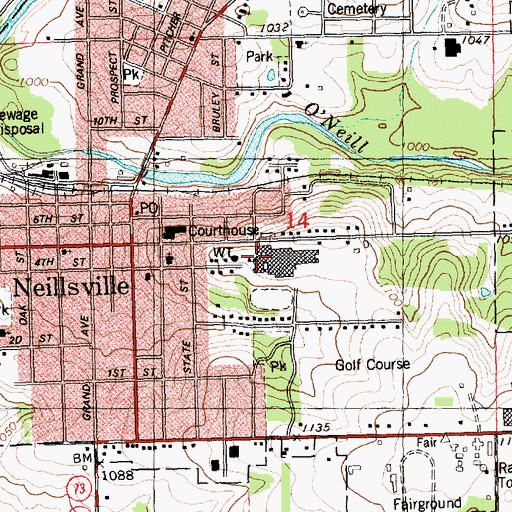 Topographic Map of Neillsville High School, WI