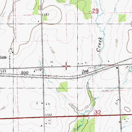 Topographic Map of Roger Creek School (historical), WI