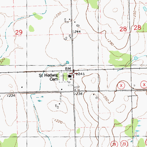 Topographic Map of Saint Hedwig School (historical), WI