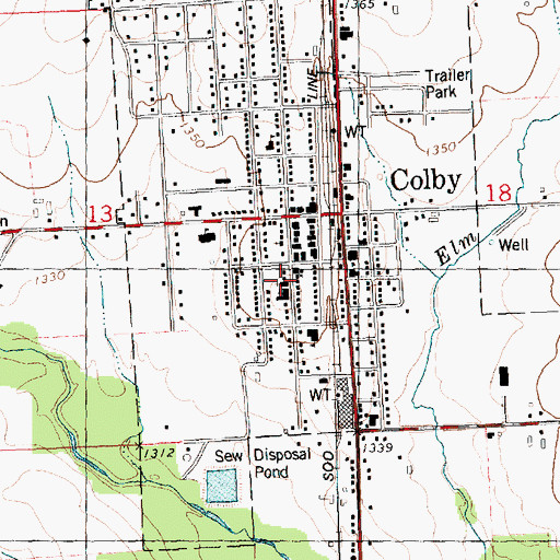 Topographic Map of Saint Marys Catholic Church, WI