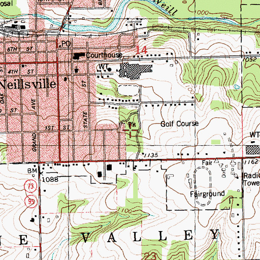 Topographic Map of Schuster Park, WI