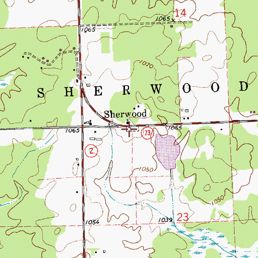 Topographic Map of Sherwood Cemetery, WI