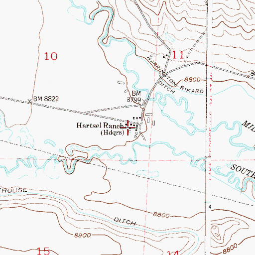 Topographic Map of Hartsel Ranch, CO