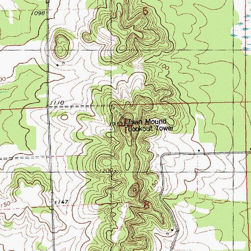 Topographic Map of Twin Mound Lookout Tower, WI