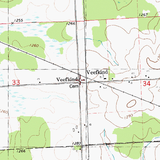 Topographic Map of Veefkind Church (historical), WI