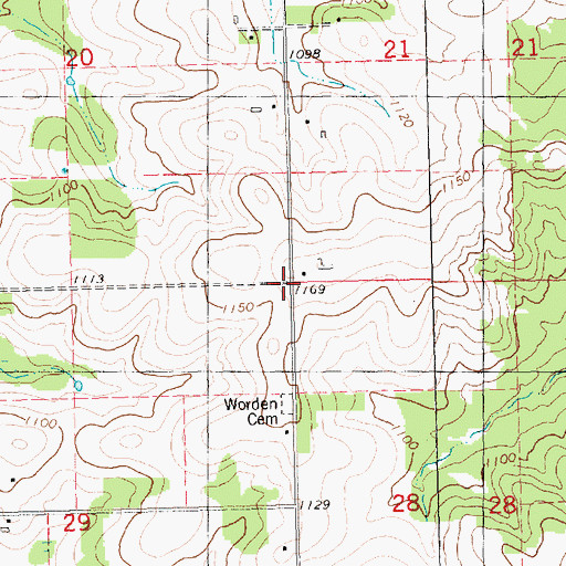 Topographic Map of Worden (historical), WI