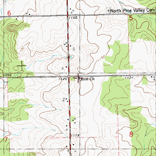 Topographic Map of Zion Church, WI