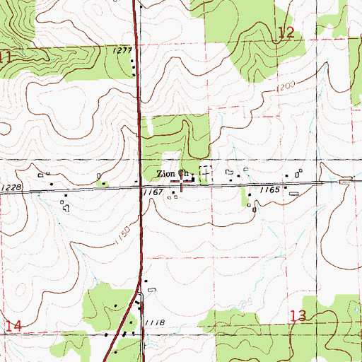 Topographic Map of Zion School (historical), WI