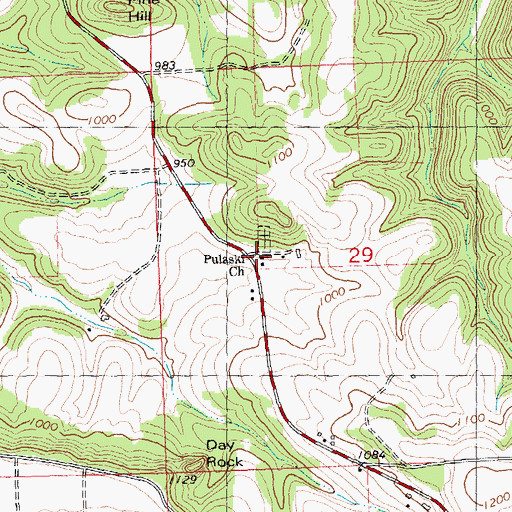 Topographic Map of Pulaski Church, WI