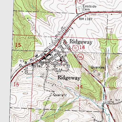 Topographic Map of Ridgeway Elementary School, WI