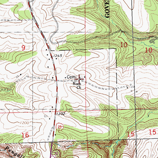 Topographic Map of Rock Church, WI
