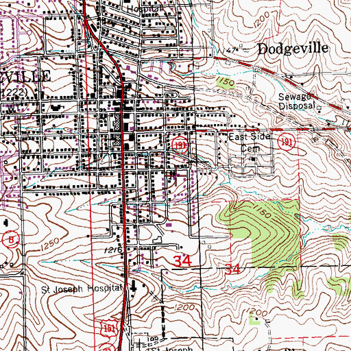Topographic Map of Saint Joseph School, WI