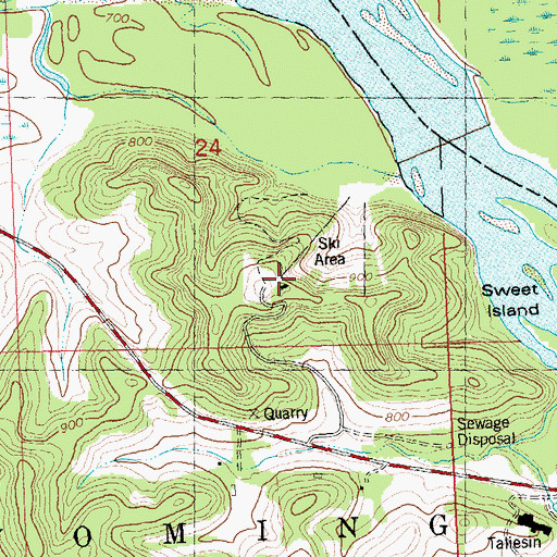 Topographic Map of Wintergreen Downhill Ski Lodge, WI