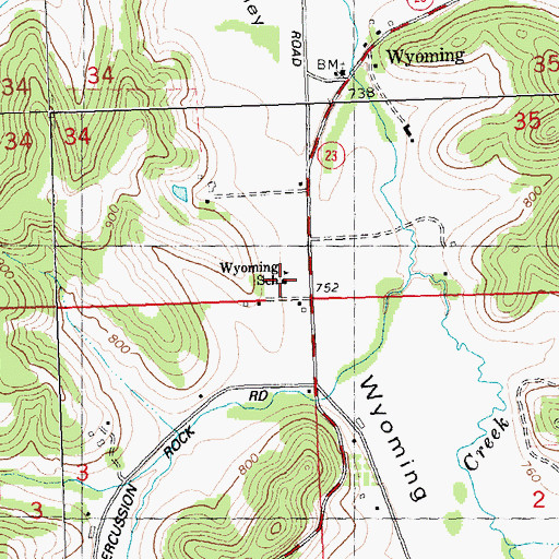 Topographic Map of Wyoming School, WI