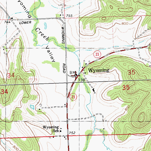 Topographic Map of Wyoming Valley Methodist Church, WI