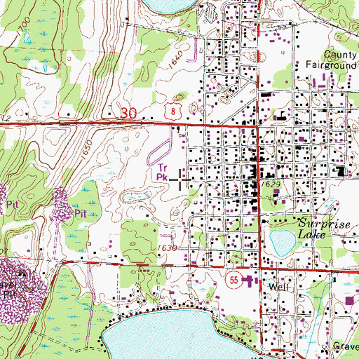 Topographic Map of Crandon City Hall, WI