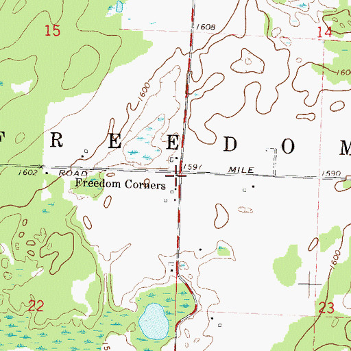Topographic Map of Freedom Townhall, WI