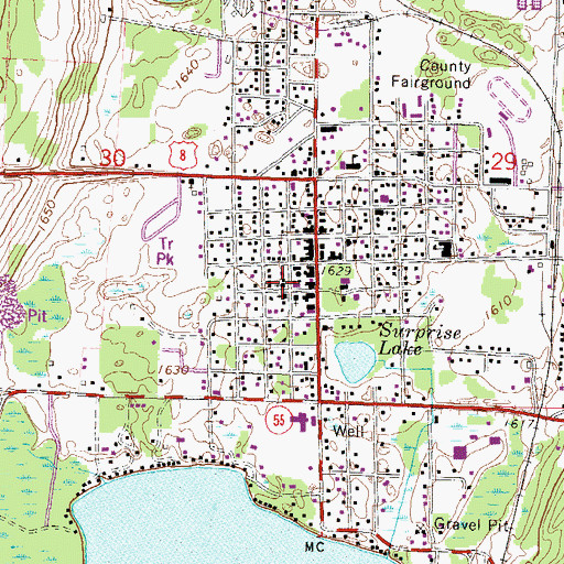 Topographic Map of Lakeland Baptist Church, WI