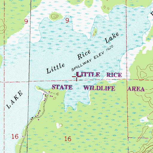 Topographic Map of Little Rice State Wildlife Area, WI