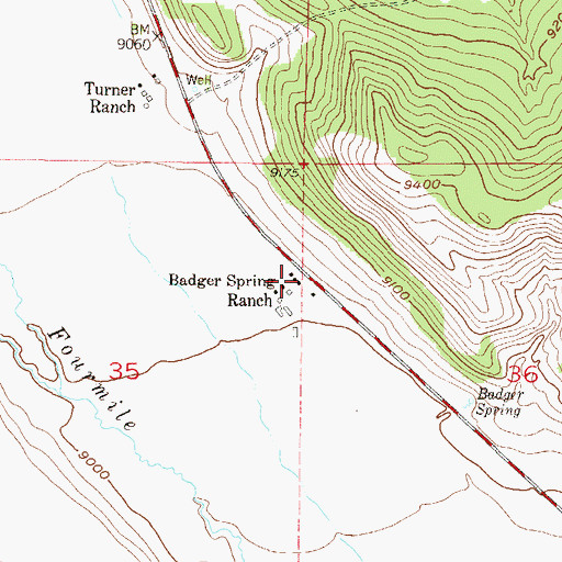 Topographic Map of Badger Spring Ranch, CO