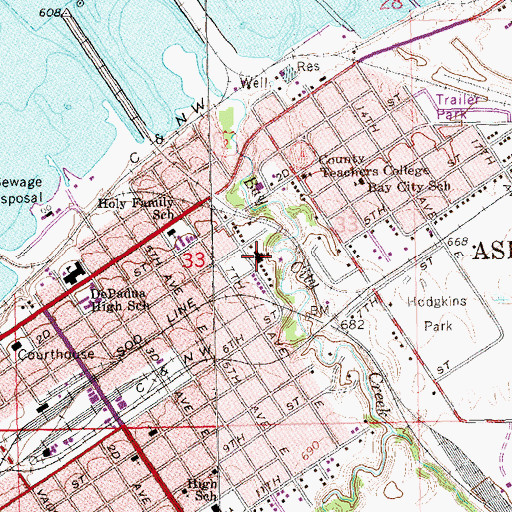 Topographic Map of Ellis School, WI
