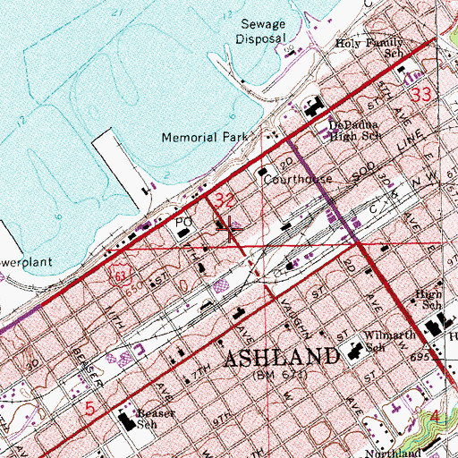 Topographic Map of First Presbyterian Church, WI