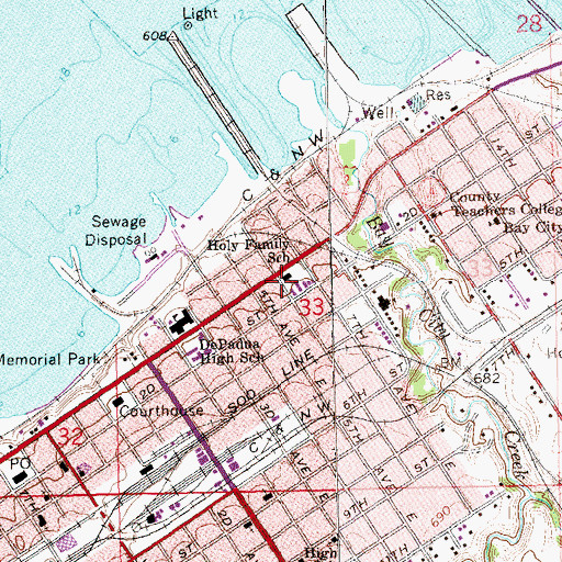Topographic Map of Holy Family Roman Catholic Church, WI