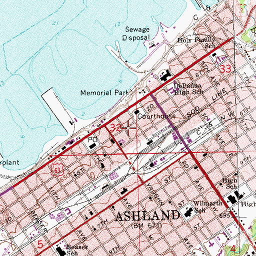 Topographic Map of West Second Street Historic District, WI