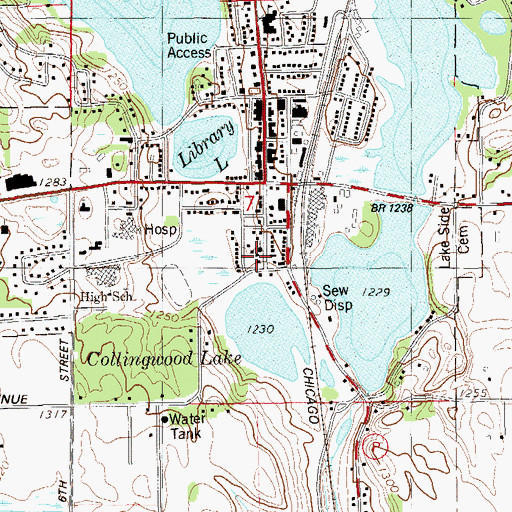Topographic Map of Augusta Lutheran Church, WI