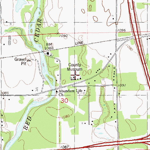 Topographic Map of Barron County Museum, WI