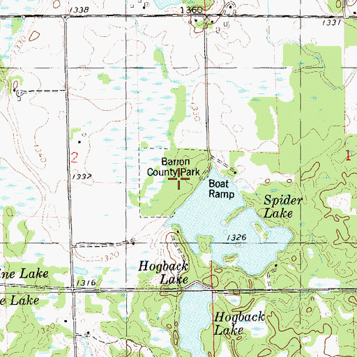 Topographic Map of Barron County Park, WI