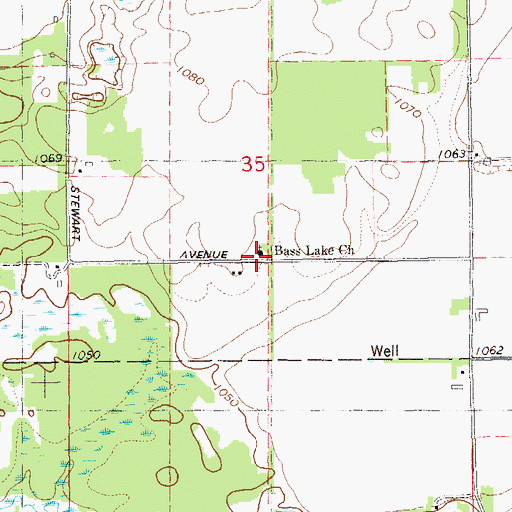 Topographic Map of Bass Lake Church, WI