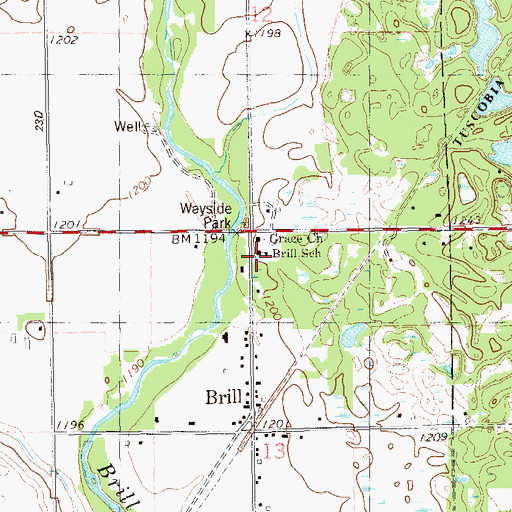 Topographic Map of Brill School, WI