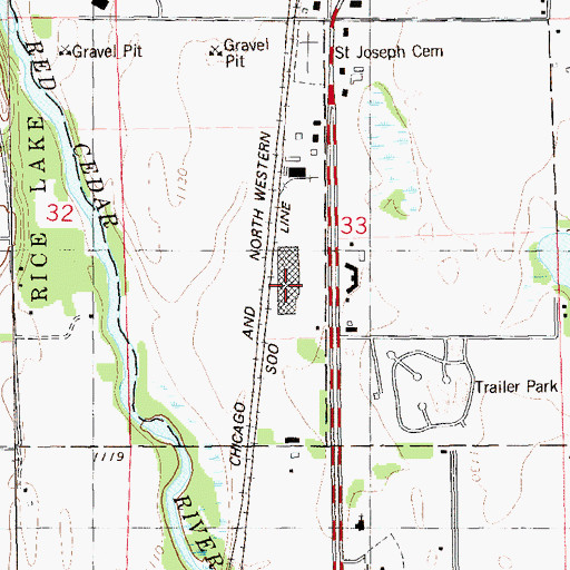 Topographic Map of Cedar Mall Shopping Center, WI