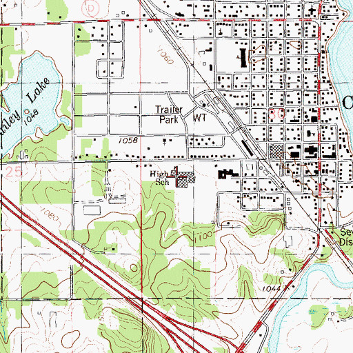 Topographic Map of Chetek High School, WI