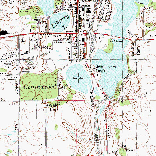 Topographic Map of Collingwood Lake, WI