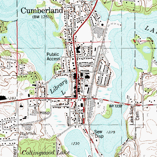 Topographic Map of Cumberland City Hall, WI