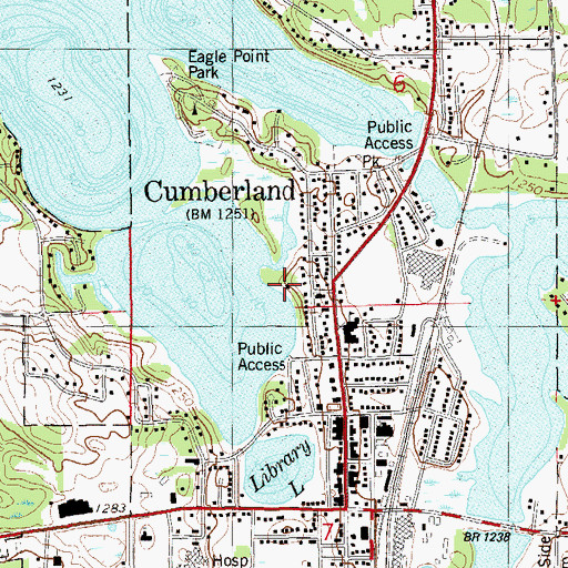 Topographic Map of Cumberland City Water Works, WI