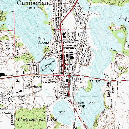 Topographic Map of Cumberland Post Office, WI