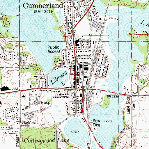 Topographic Map of Cumberland Public Library, WI