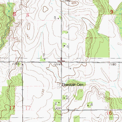 Topographic Map of Ebenezer Church (historical), WI