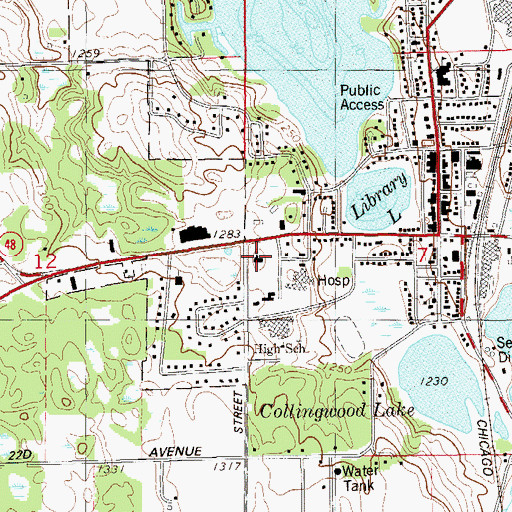 Topographic Map of First Lutheran Church, WI