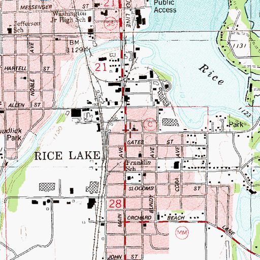 Topographic Map of First Lutheran Church, WI